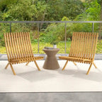 Gymax Folding Patio Chair Teak Wood Outdoor Lounge Chair w/ Slatted