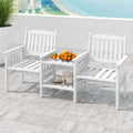 Costway Outdoor Fir Wood Loveseat with 2-Tier Side Table and 1.96 - See Details