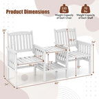 Costway Outdoor Fir Wood Loveseat with 2-Tier Side Table and 1.96 - See Details