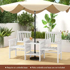 Costway Outdoor Fir Wood Loveseat with 2-Tier Side Table and 1.96 - See Details