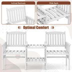Costway Outdoor Fir Wood Loveseat with 2-Tier Side Table and 1.96 - See Details