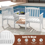 Costway Outdoor Fir Wood Loveseat with 2-Tier Side Table and 1.96 - See Details