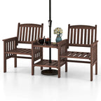 Costway Outdoor Fir Wood Loveseat with 2-Tier Side Table and 1.96 - See Details
