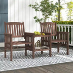 Costway Outdoor Fir Wood Loveseat with 2-Tier Side Table and 1.96 - See Details