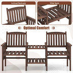 Costway Outdoor Fir Wood Loveseat with 2-Tier Side Table and 1.96 - See Details