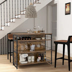 Gymax Industrial Kitchen Island Bar Table 4-Tier Storage Shelf Wine
