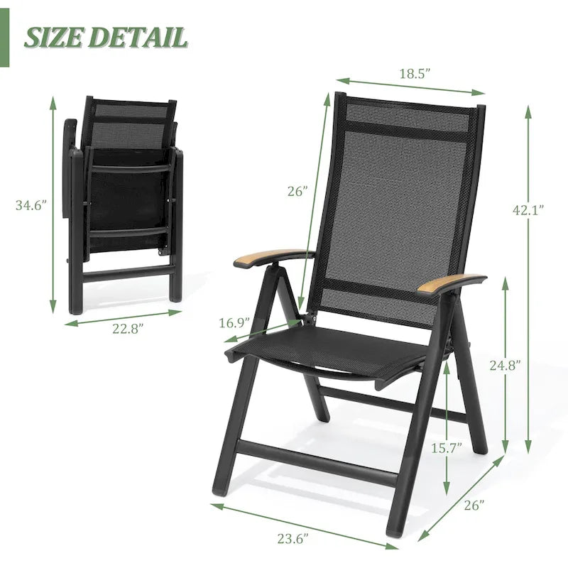 7pc Outdoor Dining Table Aluminum Extendable Table with Folding Chair - N/A