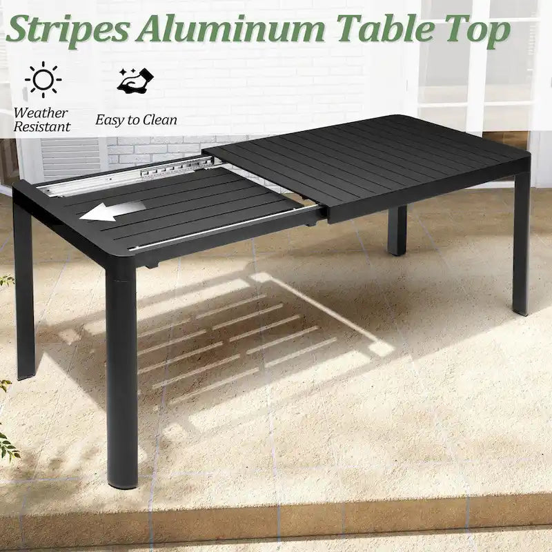 7pc Outdoor Dining Table Aluminum Extendable Table with Folding Chair - N/A