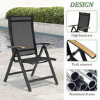 7pc Outdoor Dining Table Aluminum Extendable Table with Folding Chair - N/A