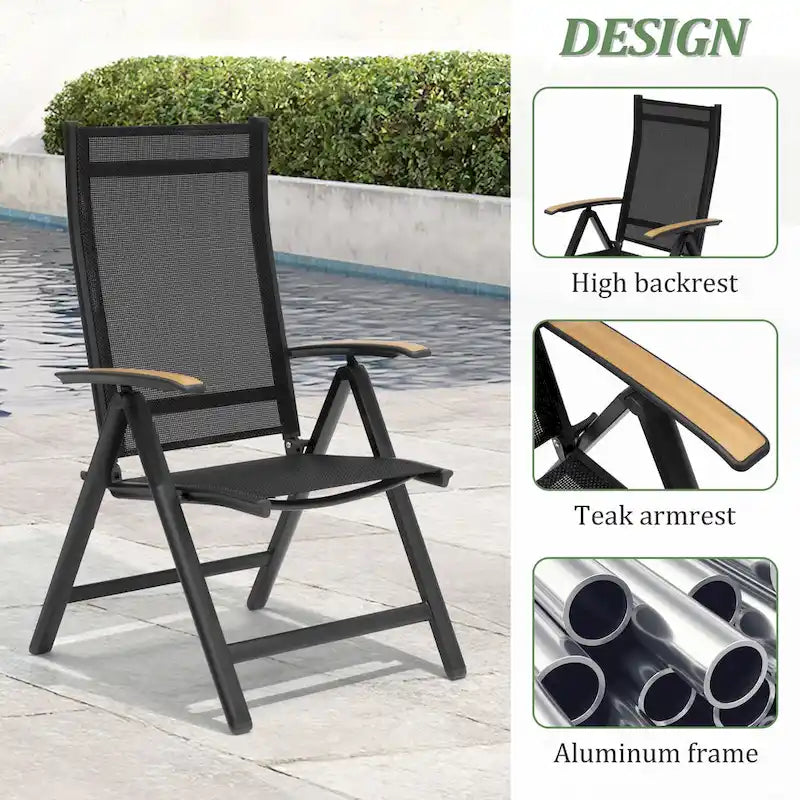 7pc Outdoor Dining Table Aluminum Extendable Table with Folding Chair - N/A