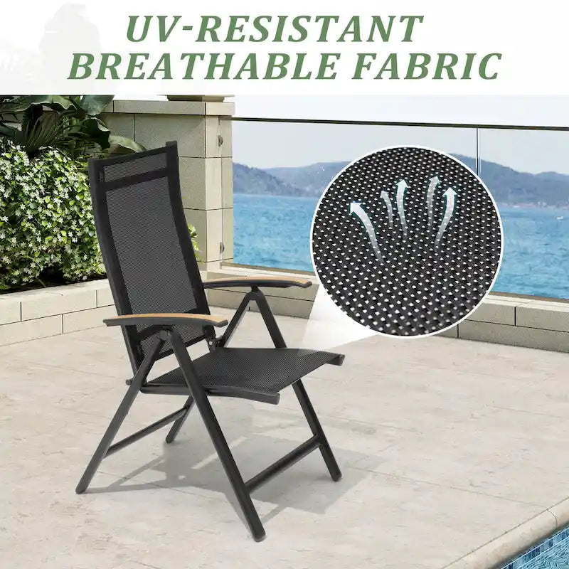 7pc Outdoor Dining Table Aluminum Extendable Table with Folding Chair - N/A