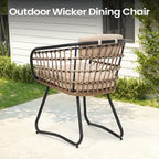 7PC Outdoor Aluminum Dining Table with Umbrella Hole with Rattan Chair