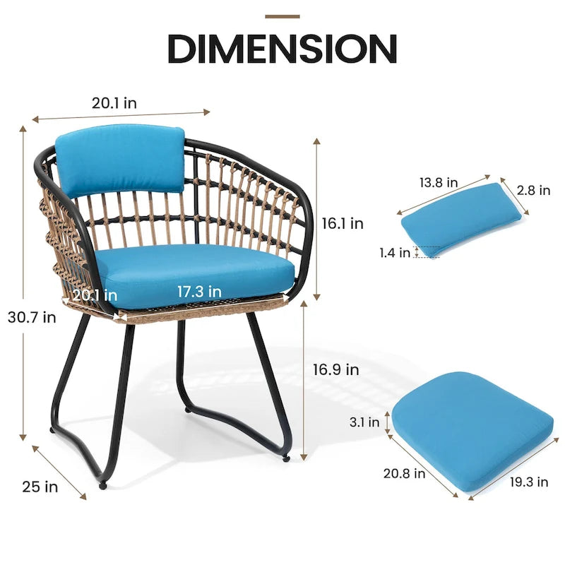 7PC Outdoor Aluminum Dining Table with Umbrella Hole with Rattan Chair