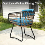 7PC Outdoor Aluminum Dining Table with Umbrella Hole with Rattan Chair