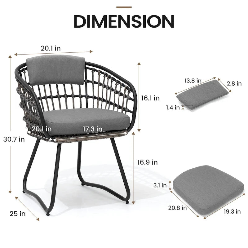 7PC Outdoor Aluminum Dining Table with Umbrella Hole with Rattan Chair