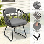 7PC Outdoor Aluminum Dining Table with Umbrella Hole with Rattan Chair