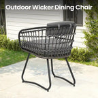 7PC Outdoor Aluminum Dining Table with Umbrella Hole with Rattan Chair