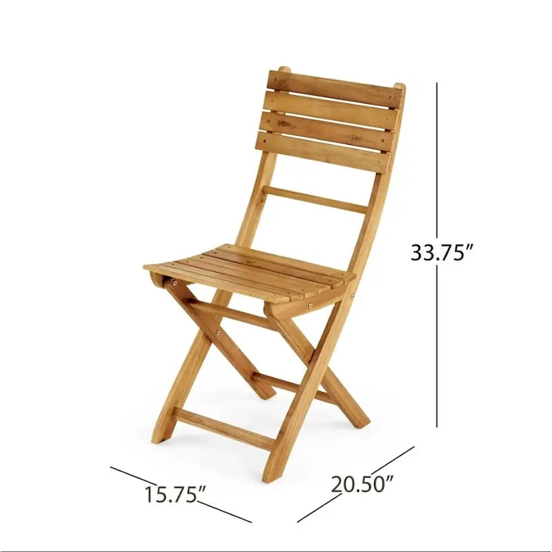 5-Piece Outdoor Acacia Wood Folding Dining Set with Folding Table and 4 Folding Chair