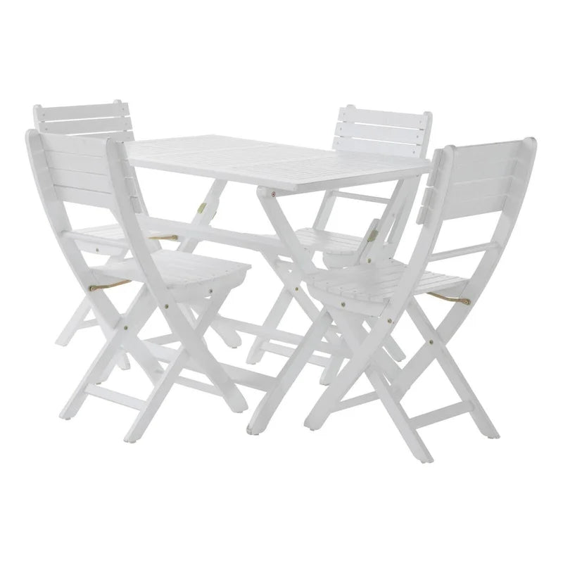 5-Piece Outdoor Acacia Wood Folding Dining Set with Folding Table and 4 Folding Chair