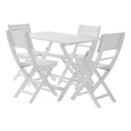 5-Piece Outdoor Acacia Wood Folding Dining Set with Folding Table and 4 Folding Chair