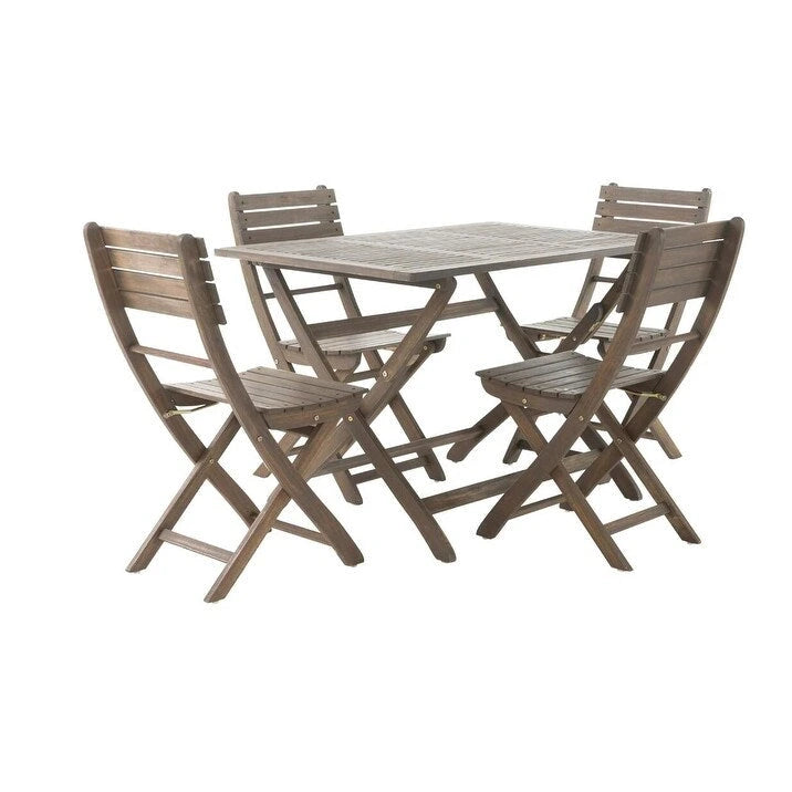 5-Piece Outdoor Acacia Wood Folding Dining Set with Folding Table and 4 Folding Chair