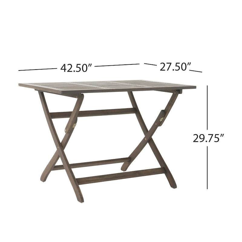 5-Piece Outdoor Acacia Wood Folding Dining Set with Folding Table and 4 Folding Chair