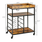 Gymax 3-Tier Rolling Kitchen Serving Cart Utility Trolley w/ Wine - See Details