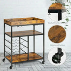 Gymax 3-Tier Rolling Kitchen Serving Cart Utility Trolley w/ Wine - See Details
