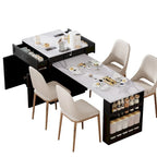 82.7 Wooden 4-6 Person Kitchen Island with Extendable Dining Table and Double-sized Storage