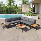 4-Piece Outdoor Sofa Set with Waterproof Cushions and Durable Iron-Wood Design