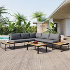4-Piece Outdoor Sofa Set with Waterproof Cushions and Durable Iron-Wood Design