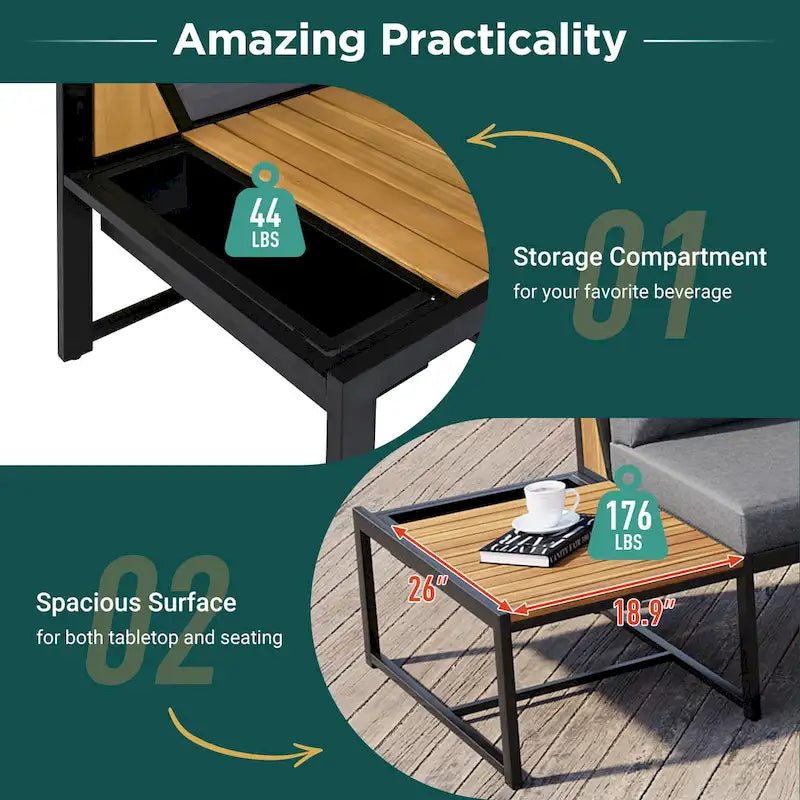 4-Piece Outdoor Sofa Set with Waterproof Cushions and Durable Iron-Wood Design