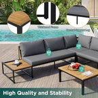 4-Piece Outdoor Sofa Set with Waterproof Cushions and Durable Iron-Wood Design