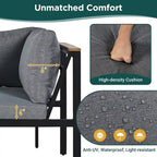 4-Piece Outdoor Sofa Set with Waterproof Cushions and Durable Iron-Wood Design