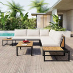 4-Piece Outdoor Sofa Set with Waterproof Cushions and Durable Iron-Wood Design