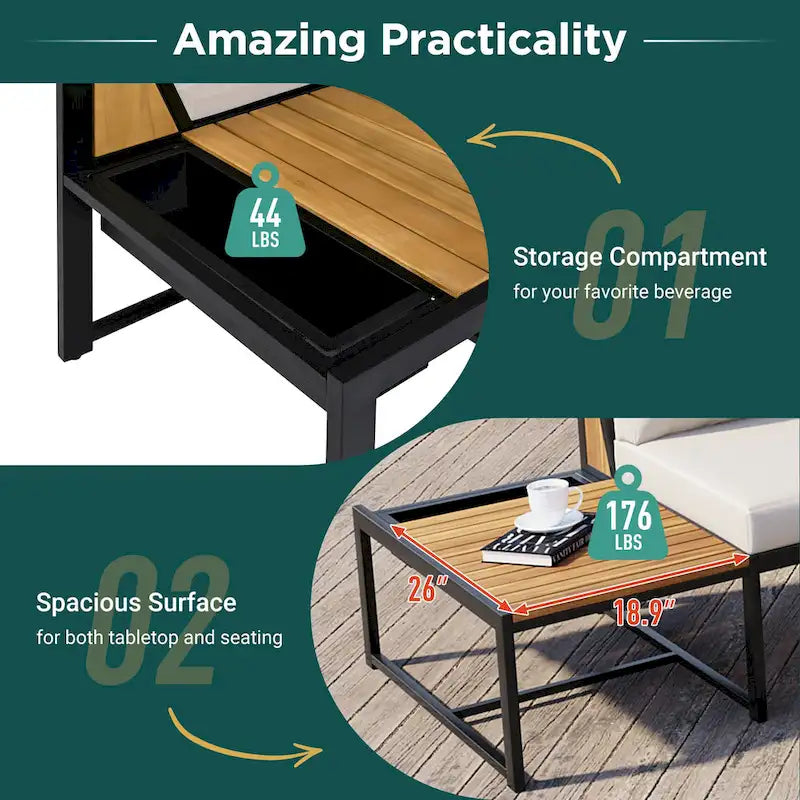 4-Piece Outdoor Sofa Set with Waterproof Cushions and Durable Iron-Wood Design