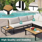 4-Piece Outdoor Sofa Set with Waterproof Cushions and Durable Iron-Wood Design