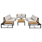 4-Piece Outdoor Sofa Set with Waterproof Cushions and Durable Iron-Wood Design