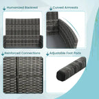Gymax Set of 8 Furniture Set w/ Washable Cushions & Tempered Glass