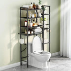 8-Tier Over The Toilet Storage with Side Rack, Over Toilet Storage Rack with Adjustable Shelf & Drain Basket
