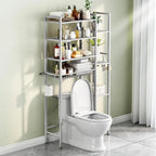 8-Tier Over The Toilet Storage with Side Rack, Over Toilet Storage Rack with Adjustable Shelf & Drain Basket