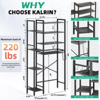 8-Tier Over The Toilet Storage with Side Rack, Over Toilet Storage Rack with Adjustable Shelf & Drain Basket