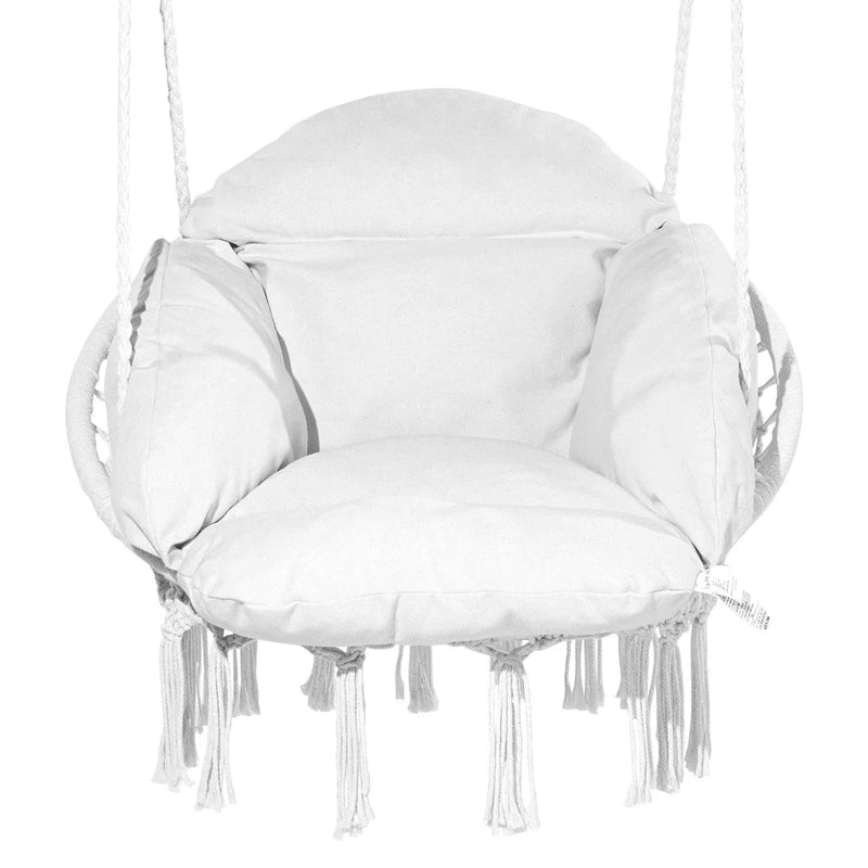Hanging Hammock Swinging Chair with Cushion for Patio, Bedroom, or Balcony - 31.5 x 24.6 x 31.5 Inch