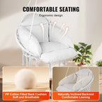 Hanging Hammock Swinging Chair with Cushion for Patio, Bedroom, or Balcony - 31.5 x 24.6 x 31.5 Inch