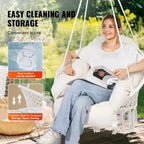 Hanging Hammock Swinging Chair with Cushion for Patio, Bedroom, or Balcony - 31.5 x 24.6 x 31.5 Inch