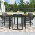 Outdoor Dining Set with Acacia Wood Armrest Suitable For Patio, Balcony Or Backyard