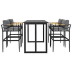Outdoor Dining Set with Acacia Wood Armrest Suitable For Patio, Balcony Or Backyard