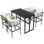 Outdoor Dining Set with Acacia Wood Armrest Suitable For Patio, Balcony Or Backyard