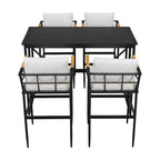 Outdoor Dining Set with Acacia Wood Armrest Suitable For Patio, Balcony Or Backyard