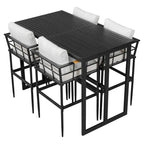 Outdoor Dining Set with Acacia Wood Armrest Suitable For Patio, Balcony Or Backyard